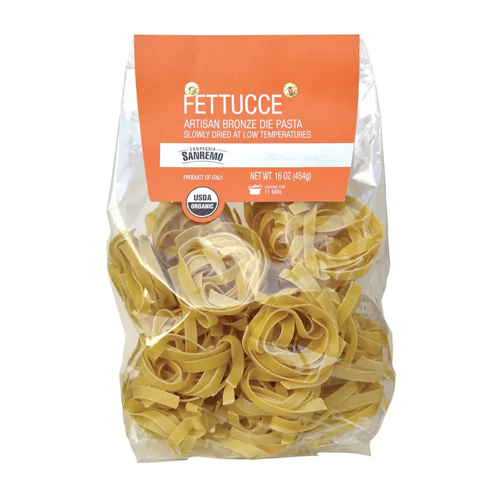 Fine Italian Food - Co. Sanremo Organic Artisan Fettucce Pasta, 1 lb.