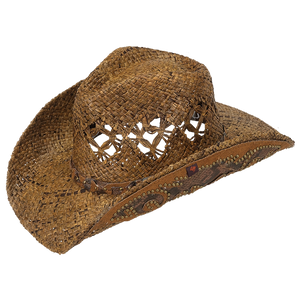 Peter Grimm - Jarales Straw Western Drifter Cowboy Hat: Brown