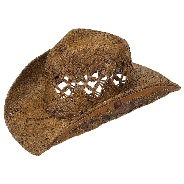 Peter Grimm - Jarales Straw Western Drifter Cowboy Hat: Brown