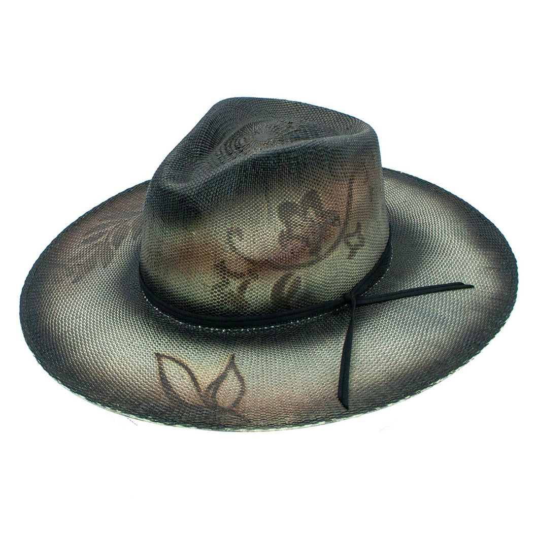 Peter Grimm - Pueblo Woven Toyo Straw Western Drifter Cowboy Hat: Black