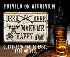 Deer and Beer - Metal Sign: 8 x 12