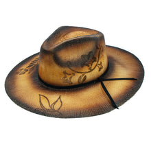 Load image into Gallery viewer, Peter Grimm - Pueblo Woven Toyo Straw Western Drifter Cowboy Hat: Black
