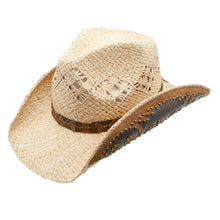 Load image into Gallery viewer, Peter Grimm - Jarales Straw Western Drifter Cowboy Hat: Brown
