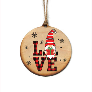 Love Gnome Wood Christmas Ornaments - Christmas Decor