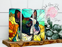 Load image into Gallery viewer, Dark Horse Dream Designs LLC - Boston Terrier Stained Glass Dog / Canine / Tumbler
