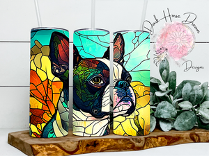 Dark Horse Dream Designs LLC - Boston Terrier Stained Glass Dog / Canine / Tumbler