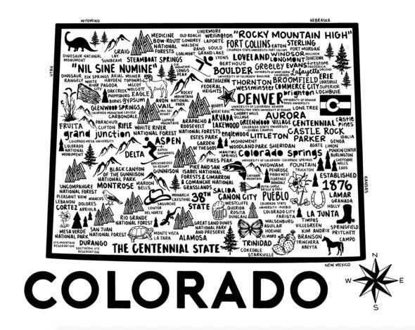 Whereabouts Shop - Colorado Map White