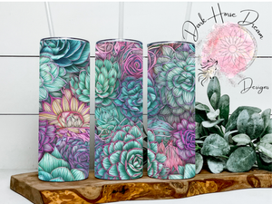 Dark Horse Dream Designs LLC - Embroidered Succulent / House Plant/ Floral /Flower Tumbler