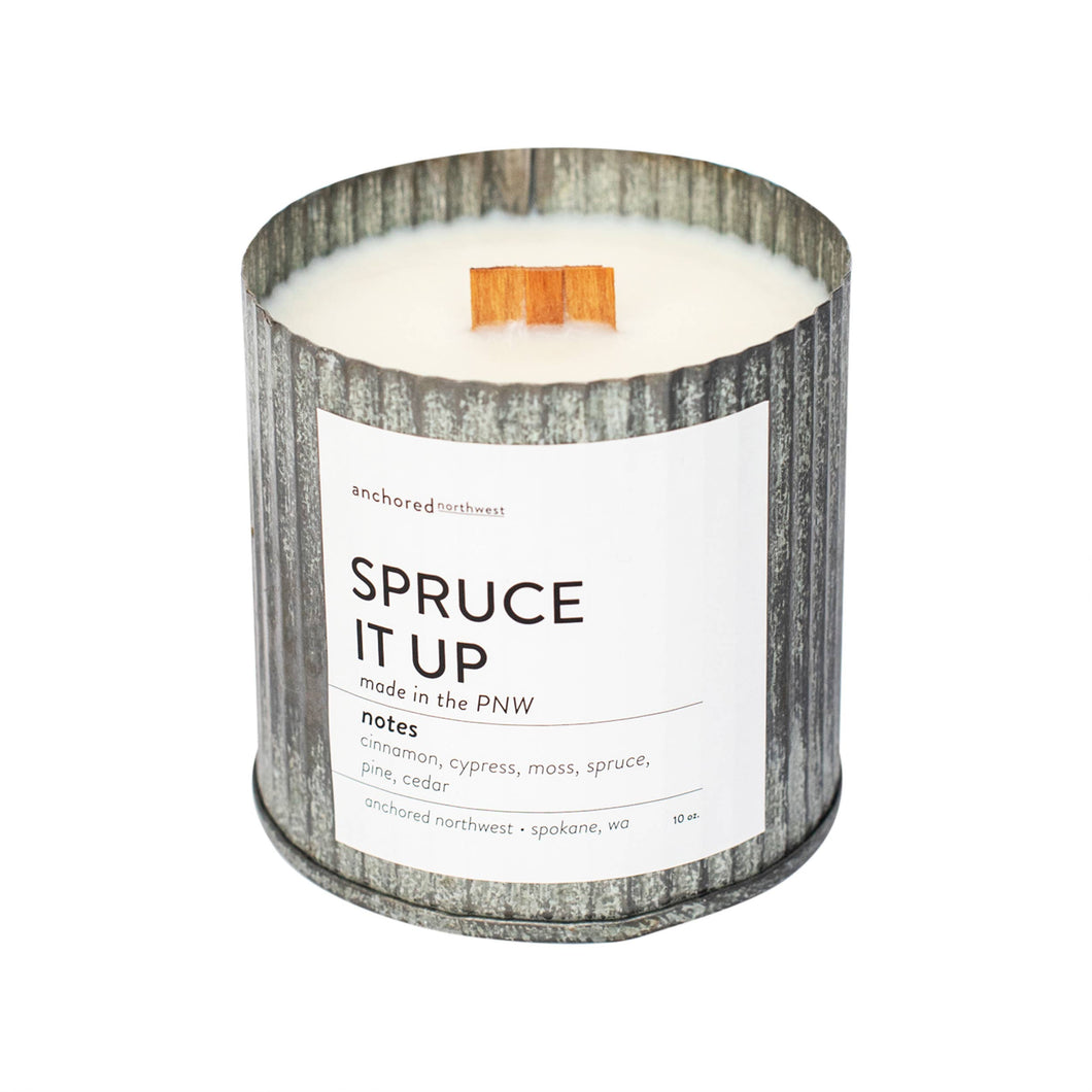 Spruce It up Wood Wick Rustic Farmhouse Soy Candle: 10oz