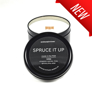 Spruce it Up Wood Wick Black Soy Candle: 6oz