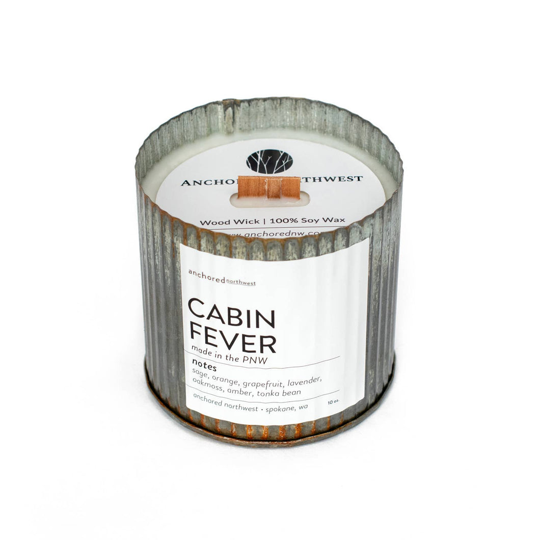 Cabin Fever Wood Wick Rustic Farmhouse Soy Candle: 10oz