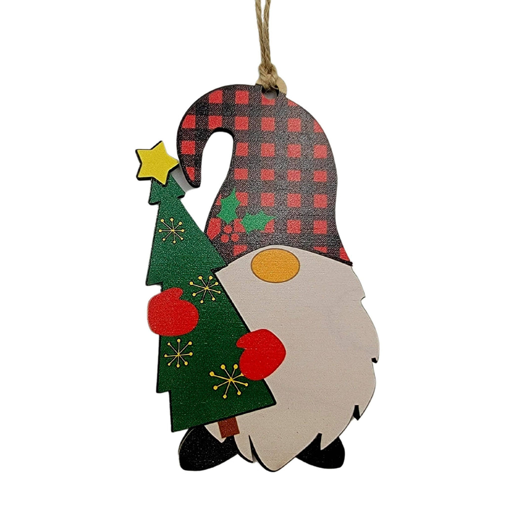 Driftless Studios - Unique Christmas Gnome With Xmas Tree Holiday Ornaments