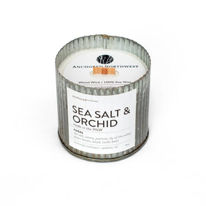 Sea Salt & Orchid Wood Wick Rustic Farmhouse Soy Candle: 10oz