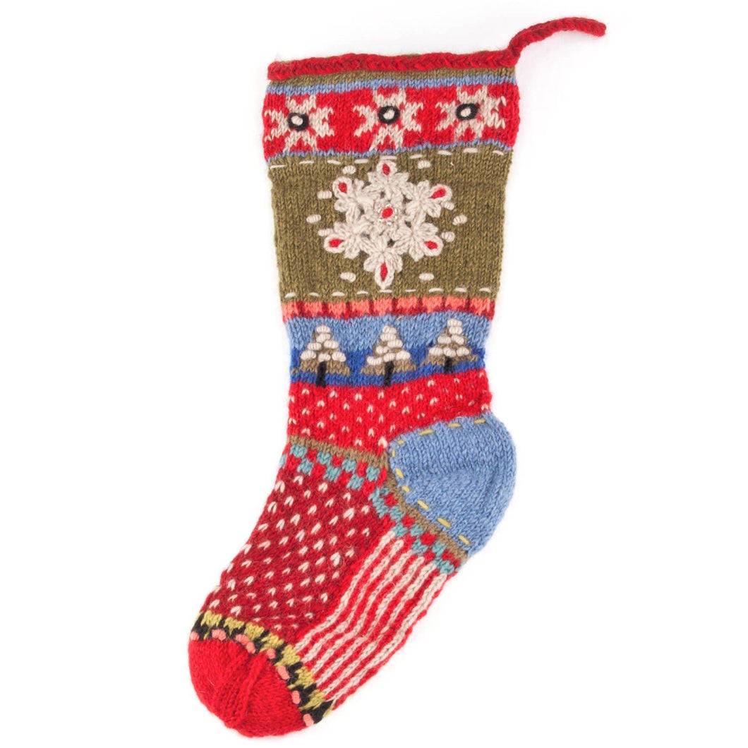 Lost Horizons Knitwear    (f.k.a.Laundromat) - Snowflake - wool knit Christmas Stocking