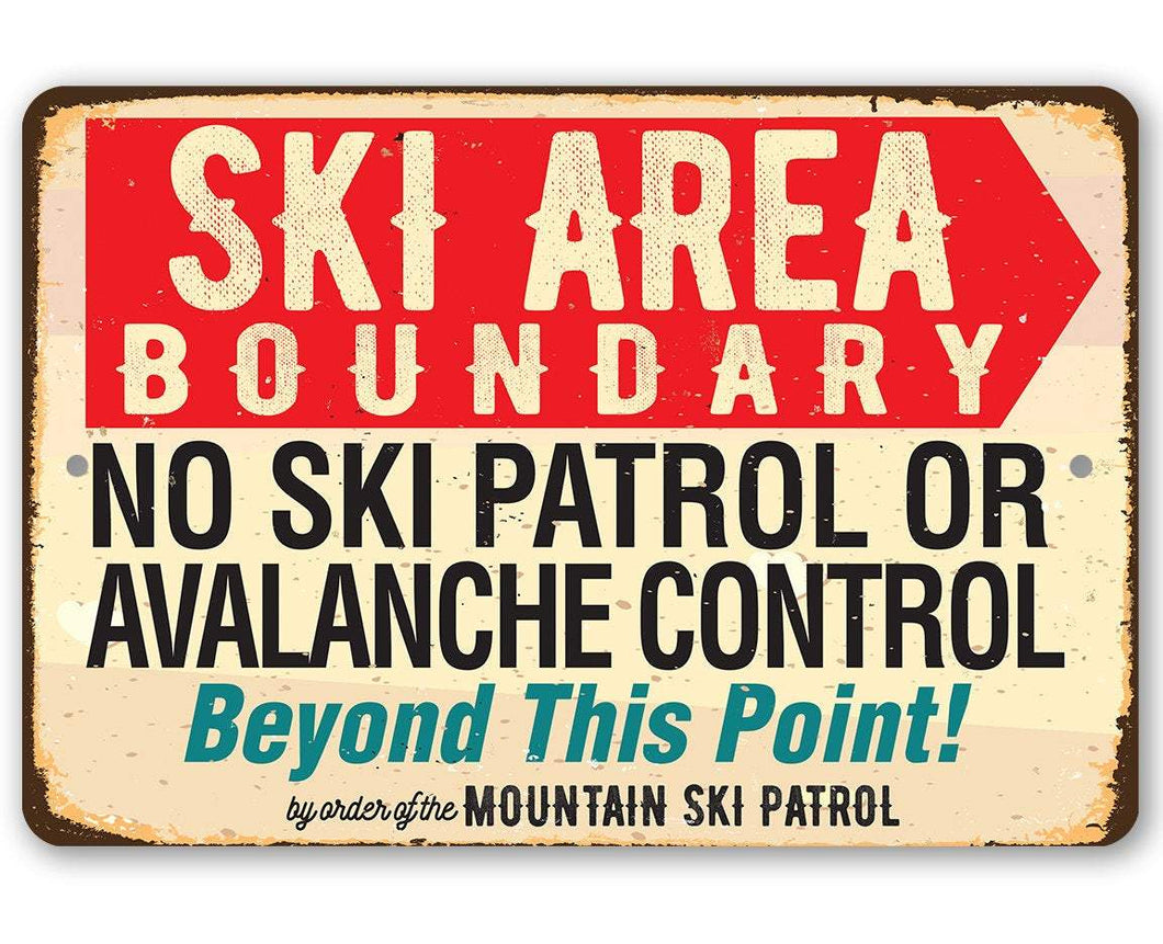 Ski Area Boundary - Metal Sign: 8 x 12