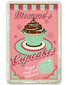 Momma's Cupcakes - Metal Sign: 8 x 12