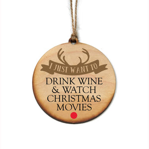 Driftless Studios - Drink Wine And Watch Christmas Ornament - Christmas Décor