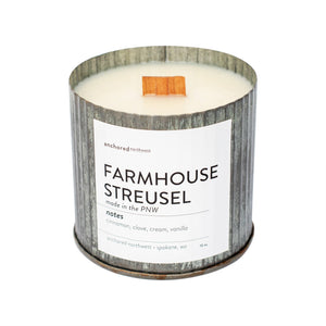 Farmhouse Streusel Wood Wick Rustic Farmhouse Soy Candle: 10oz